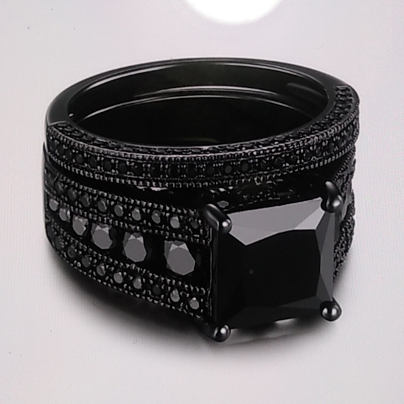 NEW 💎18K BLACK SAPPHIRE STERLING SILVER RING - Picture 4 of 7